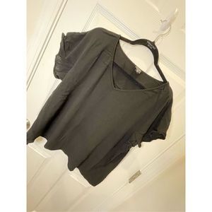 Eileen Fisher women’s black blouse flutter sleeve 3X